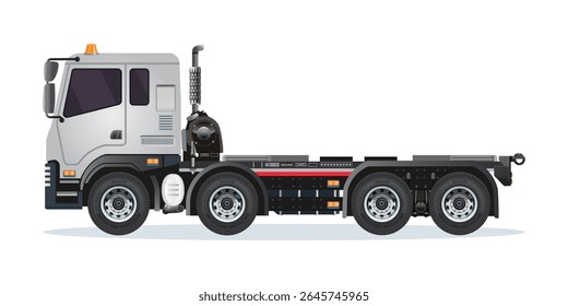 Heavy Truck Trailer cargo without container box vector illustration