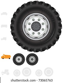 Heavy truck wheels (7).
The series of the detailed wheels of the different vehicles in vector.

