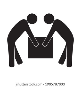 Heavy, Two People Lifting Box Icon, Packaging Symbol