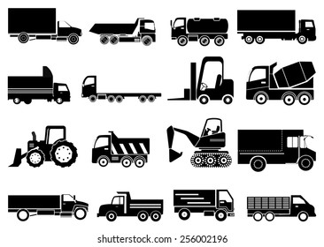 heavy vehicles icons set