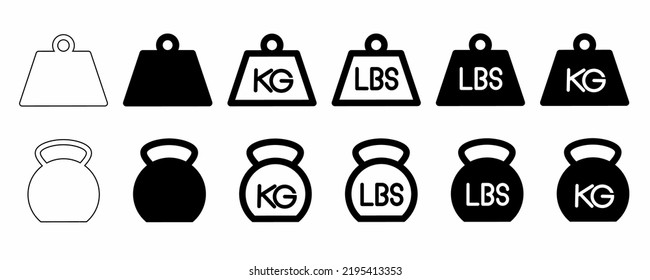 heavy weight icon set isolated on white background