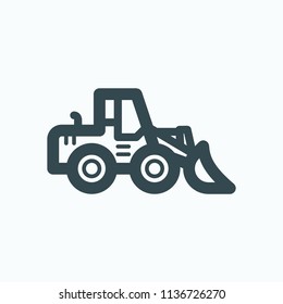 Heavy wheel loader icon, front loader vector icon