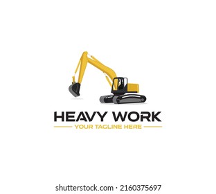 Heavy Work excavator logo - Heavy Industry Loader Machine 