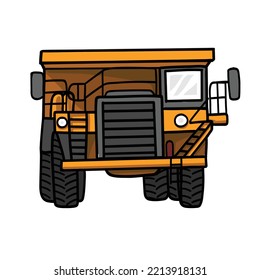 Heavy yellow dumper trucks isolated on white background. professional equipment working on coal mining industrial. mining transportation concept.