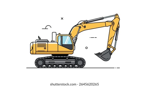 Heavy Yellow Excavator Machine Working on Construction Site