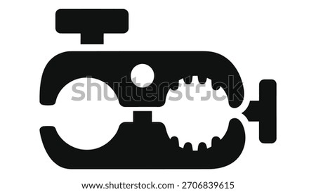 Heavy-duty camera clamp mount icon for photography and videography equipment. rigging accessory for professional media production