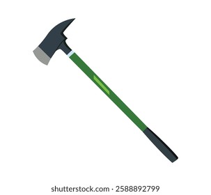 Heavy-duty mattock axe with green handle for gardening, digging, and landscaping work