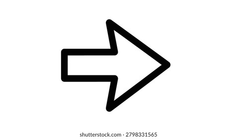 Heavyweight outline right arrow icon provides high visibility for interface buttons, next step indicators, and bold directional signage in mobile apps.
