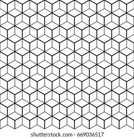 Heaxgon seamless pattern. Doubled network of thin and thick black hexagonal network on white background. Vector illustration.