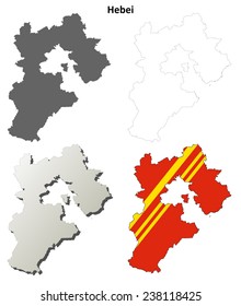 Hebei blank outline map set
