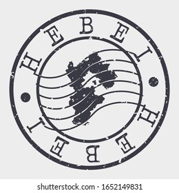 Hebei China Stamp Postal. A Map Silhouette Seal. Passport Round Design. Vector Icon Design Retro Travel.
