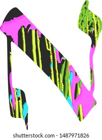 Hebrew alphabet colored. Hebrew font multicolored letters Alef. Vector illustration on isolated background.