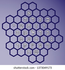 Hebrew alphabet. Vector image of the letters of the Hebrew alphabet.