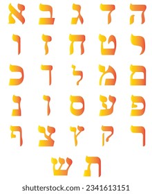 hebrew alphabet, white color background