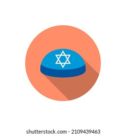 Hebrew bale icon, flat style. Religious Jewish hat. Isolated on white background. Vector illustration