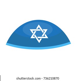 Hebrew bale icon, flat style. Religious Jewish hat. Isolated on white background. Vector illustration