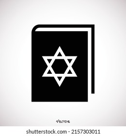 Hebrew Bible vector icon. filled flat sign for mobile concept and web design. Jewish book with David star glyph icon. Symbol, logo illustration. Vector graphics