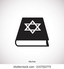 Hebrew Bible vector icon. filled flat sign for mobile concept and web design. Jewish book with David star glyph icon. Symbol, logo illustration. Vector graphics