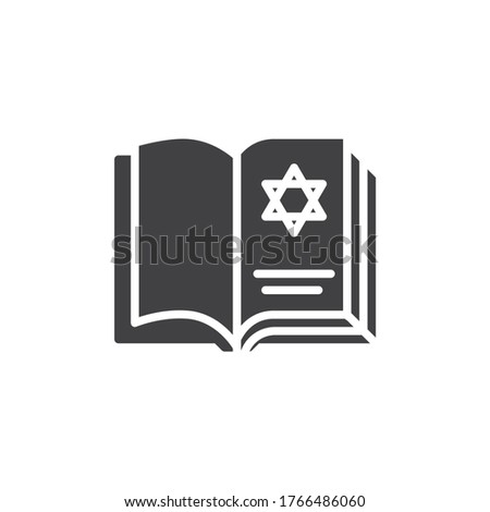 Hebrew Bible vector icon. Jewish book filled flat sign for mobile concept and web design. Tanakh book with David star glyph icon. Symbol, logo illustration. Vector graphics