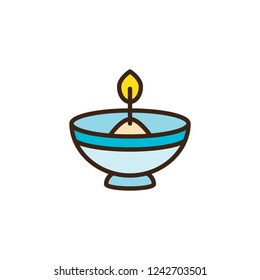 Hebrew Candle Filled Outline Icon, Line Vector Sign, Linear Colorful Pictogram Isolated On White. Oil Lamp Symbol, Logo Illustration. Pixel Perfect Vector Graphics