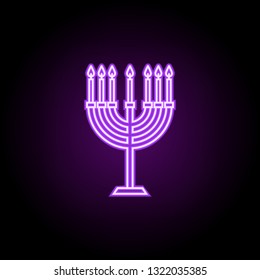 Hebrew candles outline icon. Elements of religion in neon style icons. Simple icon for websites, web design, mobile app, info graphics