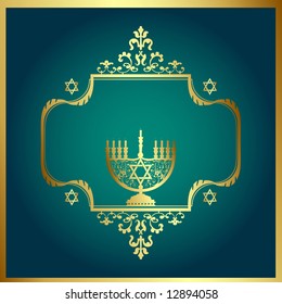 Hebrew golden frame. Vector