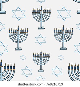 Hebrew holidays seamless pattern. Hanukkah seamless background