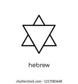 Hebrew icon. Trendy modern flat linear vector Hebrew icon on white background from thin line Religion collection, editable outline stroke vector illustration