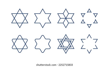 El hebreo moderno Magen David estrena una ilustración de vector de estilo de línea simple con trazo editable