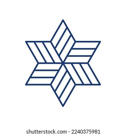 Hebrew star of David made of strips in outline style religion sign vector illustration with editable stroke