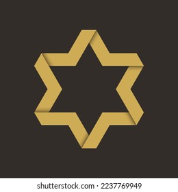 Hebrew Star of David from a ribbon realistic paper style vector illustration