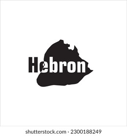 Hebron map and black lettering design on white background
