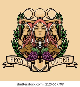 Hecate Queen Mythology Vector Illustration