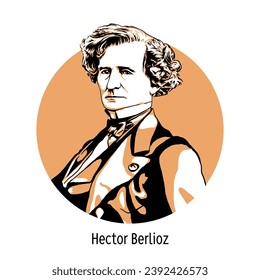 Hector Berlioz was a French composer, conductor, and music writer of the Romantic period. Hand drawn vector illustration