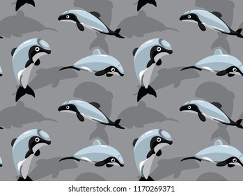 Hector's Dolphin Cartoon Background Seamless Wallpaper