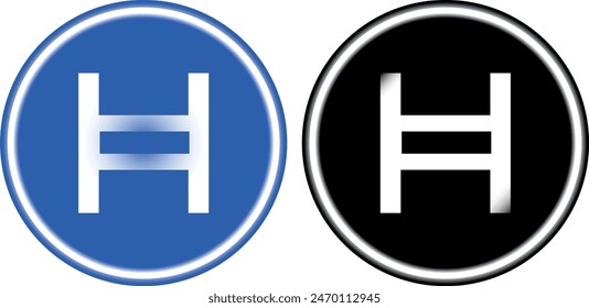 Hedera hashgraph-hbar Kryptowährungs-Logo-Illustrationen auf abstraktem Hintergrund. 3D-Abbildungen.