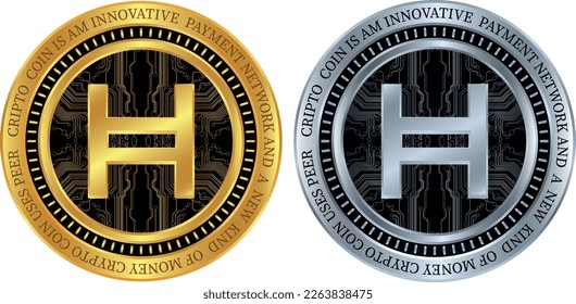 hedera hashgraph-hbar virtual currency logo. vector illustrations. 3d illustrations.