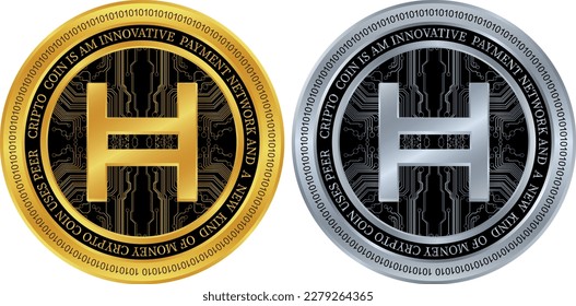 hedera hashgraph-hbar virtual currency logo. vector illustrations. 3d illustrations.