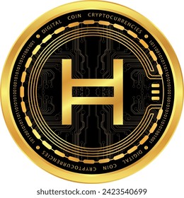 hedera hashgraph-hbar virtual currency logo. vector illustrations. 3d illustrations.