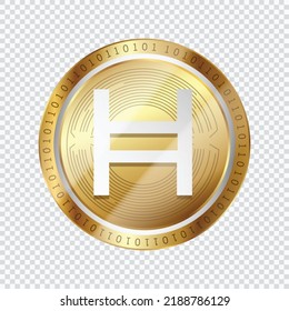 Hedera (HBAR) crypto currency logo symbol coin isolated in transparent background. Virtual money token vector illustration. 