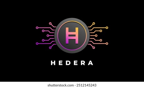 Hedera (HBAR) cryptocurrency logo vector illustration for banner or background