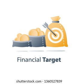 Hedge fund concept, investment idea, financial strategy, fund raising campaign, business revenue increase target, fast loan, money grant, earn more, asset allocation, capital growth, vector icon