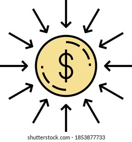 Símbolo de diseño de icono de vectores de fondos de cobertura, símbolo de inversores y financieros sobre fondo blanco, signo de capitalismo de negocio y finanzas,