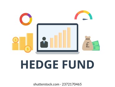 Hedge fund vector. Finance and investment concept. Complex trading portfolio. Flat illustration on white background.