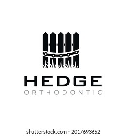 hedge orthodontic logo, fence with braces vector