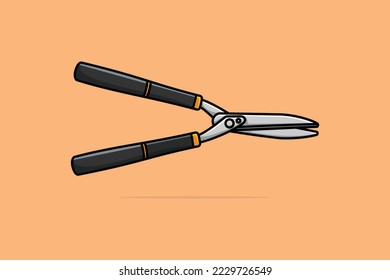 Hedge Shears Cutter with Plastic handles vector illustration. Gardening working tool object icon concept. Gardening handmade scissors for trimming.  Hedge plant cutter vector design.