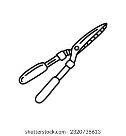 Hedge shears doodle. Pruners sketch. Gardening icon