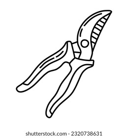 Hedge shears doodle. Pruners sketch. Gardening icon