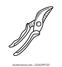 Hedge shears doodle. Pruners sketch. Gardening icon