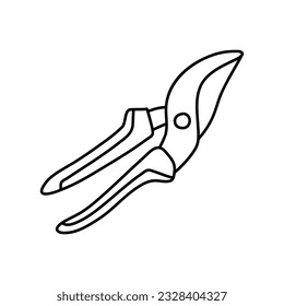 Hedge shears doodle. Pruners sketch. Gardening icon